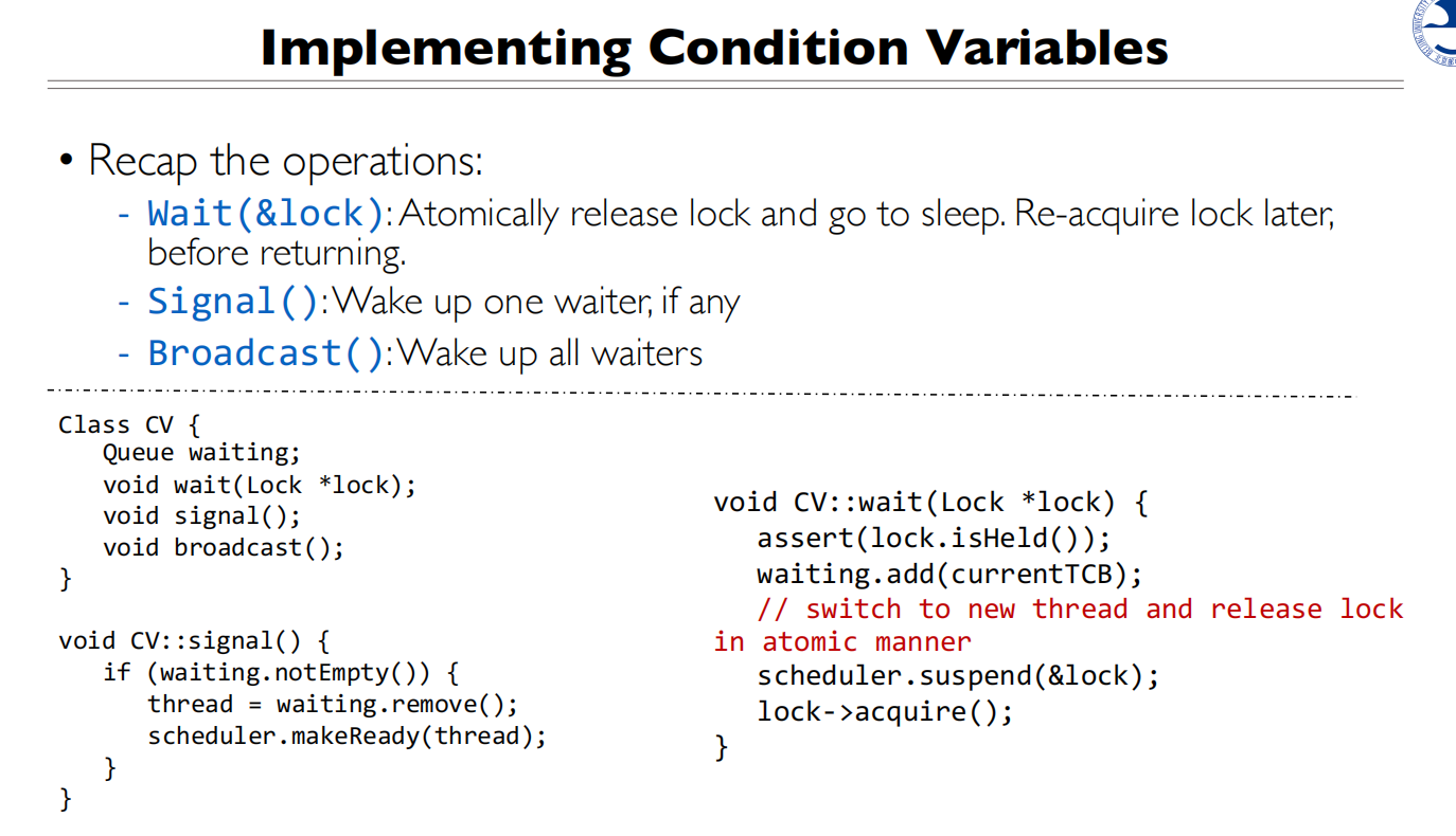 11 Lock and Condition Variables Implementation 条件变量实现1