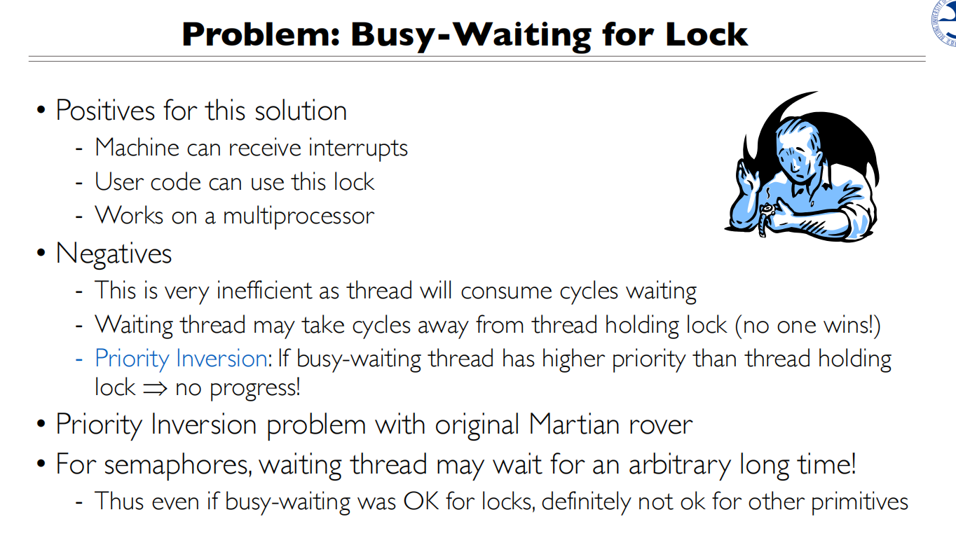 11 Lock and Condition Variables Implementation 自旋锁的问题1