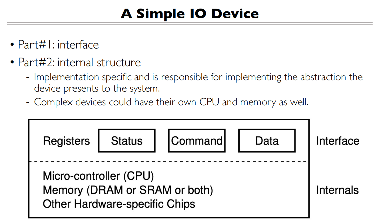 13 IO Devices and storage 一个简单的IO设备