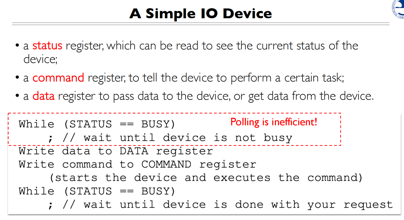 13 IO Devices and storage 一个简单的IO2