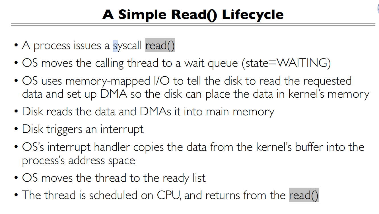 13 IO Devices and storage 一个read函数会经历的