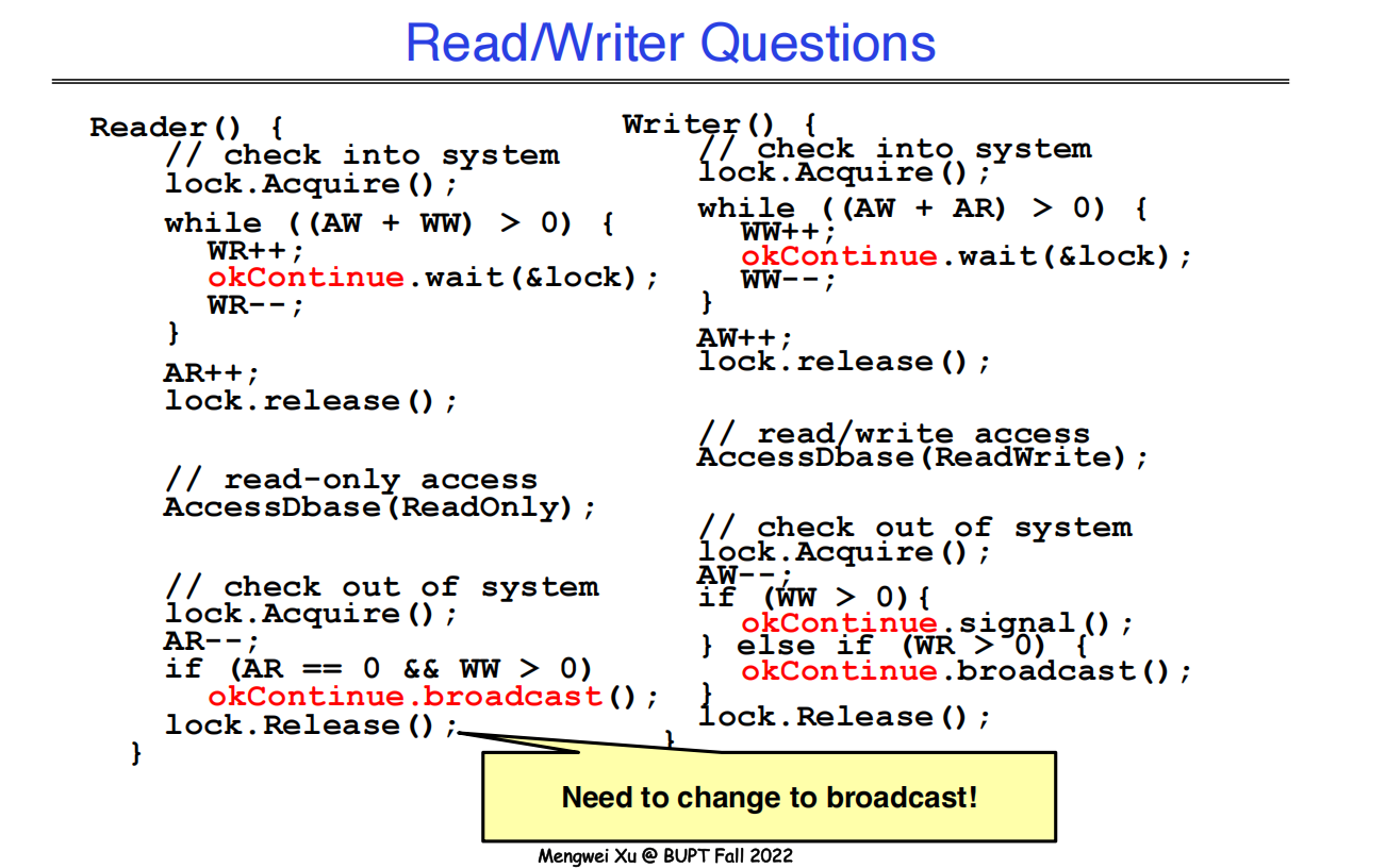 RW and Deadlock Q6