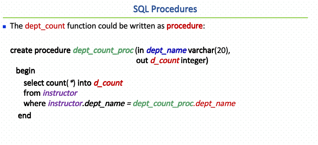 期末题型-Chapter5-SQL Procedures