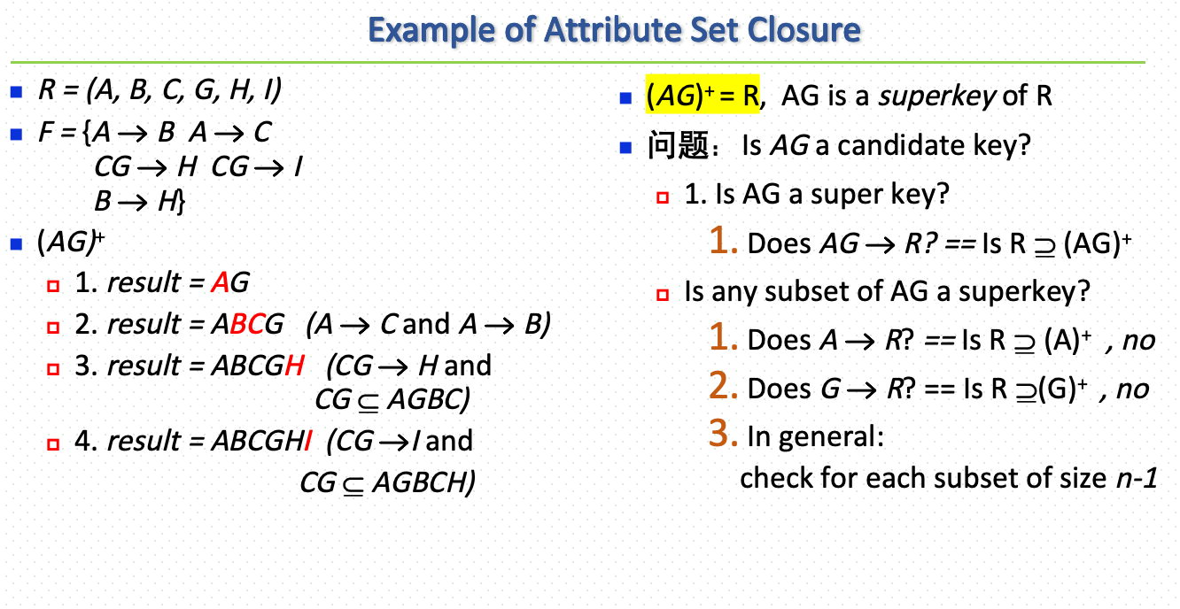 期末题型-Chapter7-Example of Attribute Set Closure